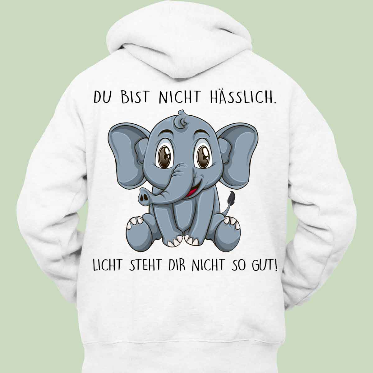 Licht Elefant - Hoodie Unisex Rückendruck