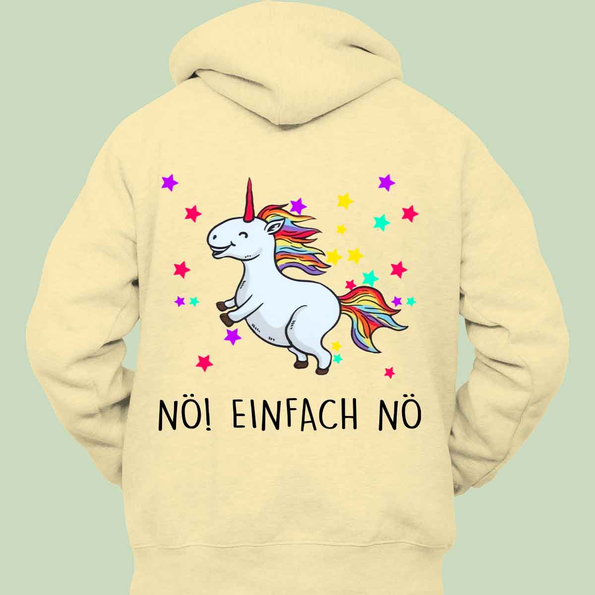 Nö! Glitzer Einhorn - Hoodie Unisex Rückendruck