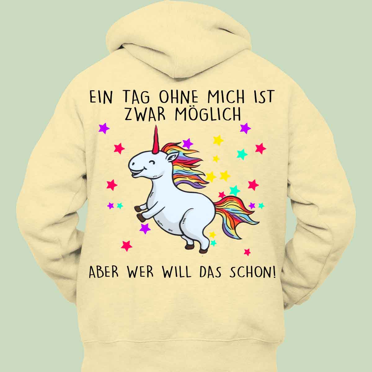 Ohne Mich Glitzer Einhorn - Hoodie Unisex Rückendruck