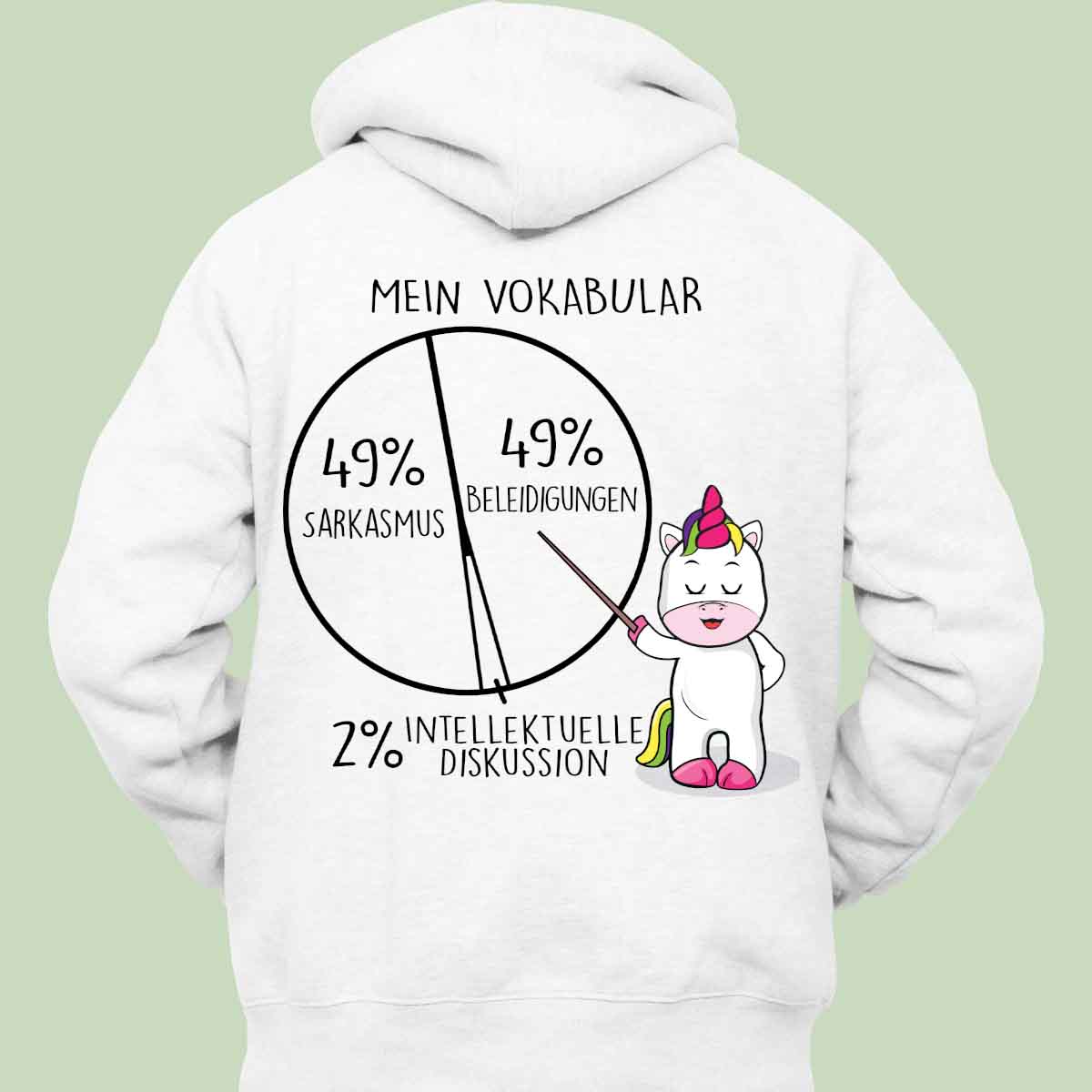 Vokabular Cute Einhorn - Hoodie Unisex Rückendruck