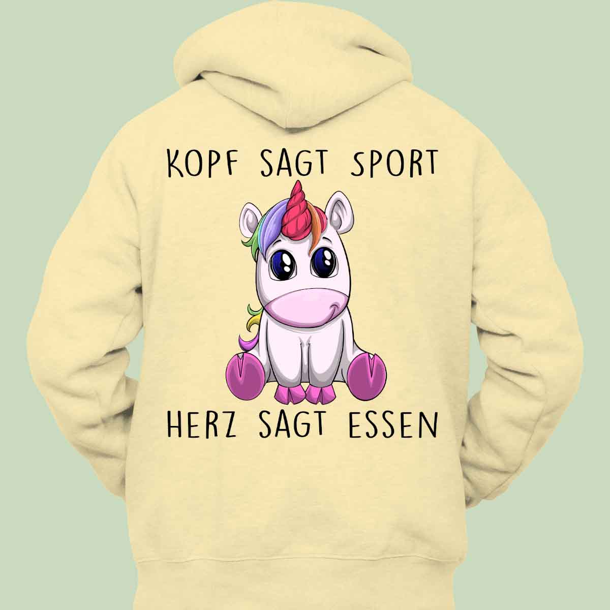 Essen Einhorn - Hoodie Unisex Rückendruck