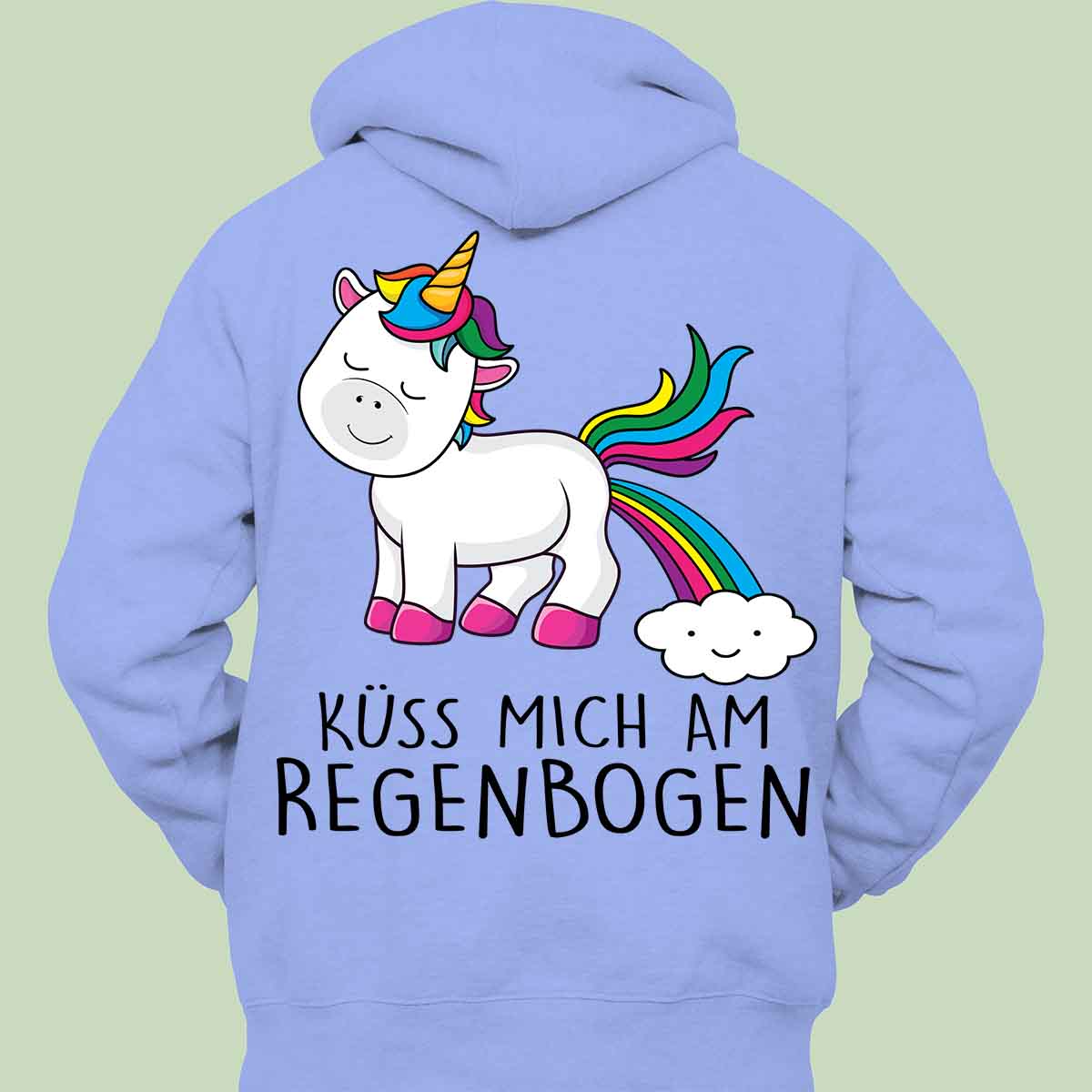 Küss Mich Einhorn - Hoodie Unisex Rückendruck