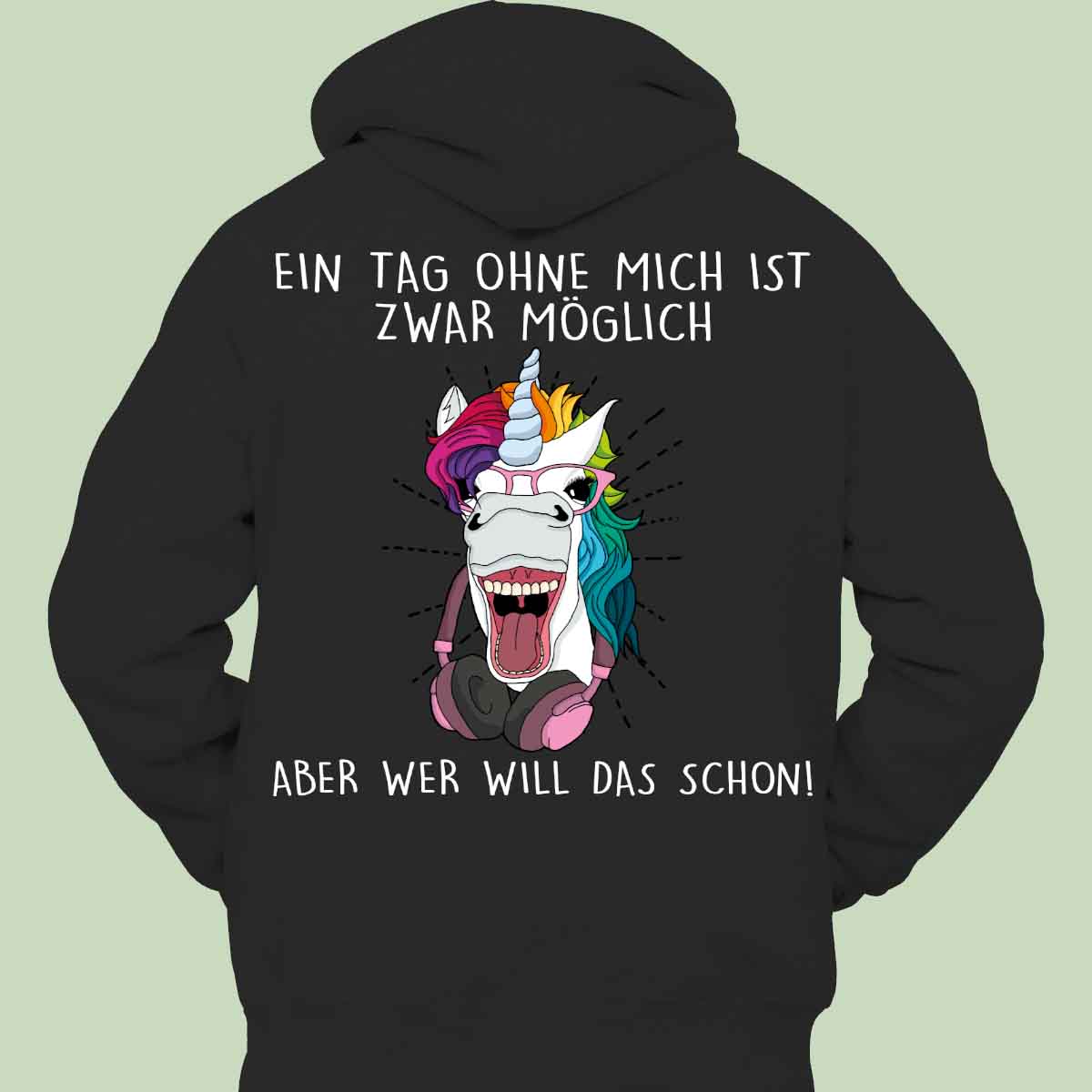 Ohne Mich Hipster Einhorn - Hoodie Unisex Rückendruck