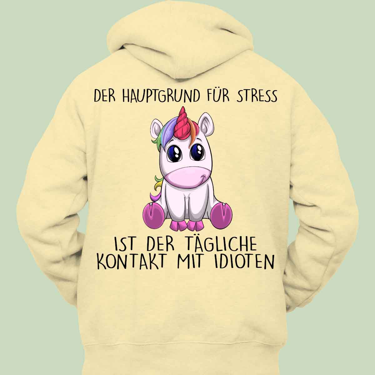 Stress Einhorn - Hoodie Unisex Rückendruck
