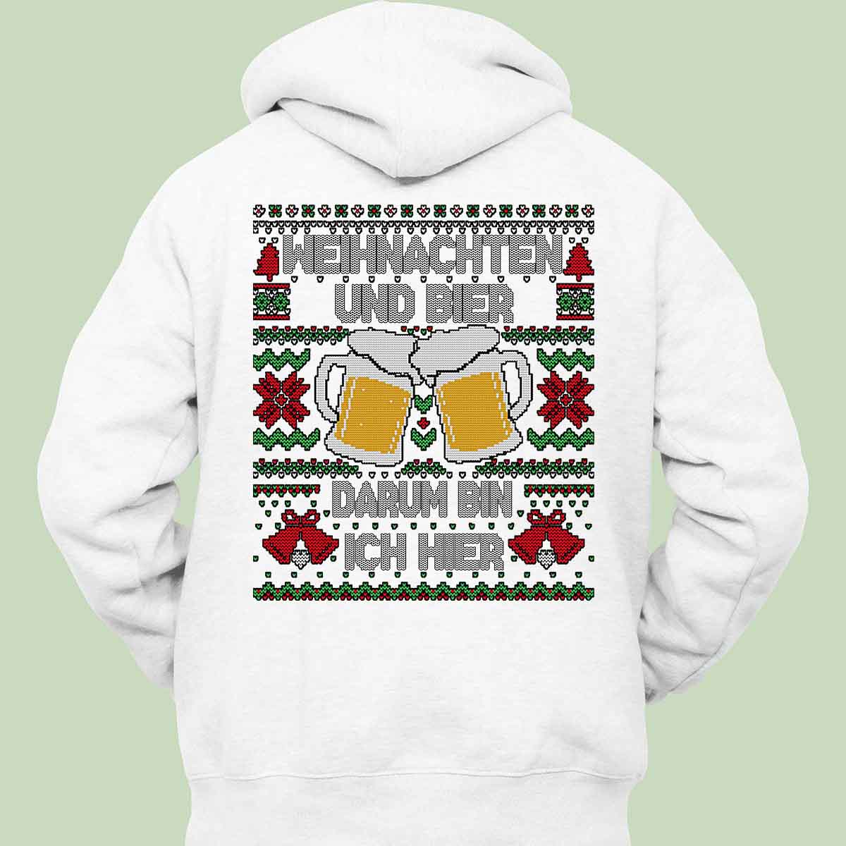 Weihnachten und Bier - Hoodie Unisex Rückendruck