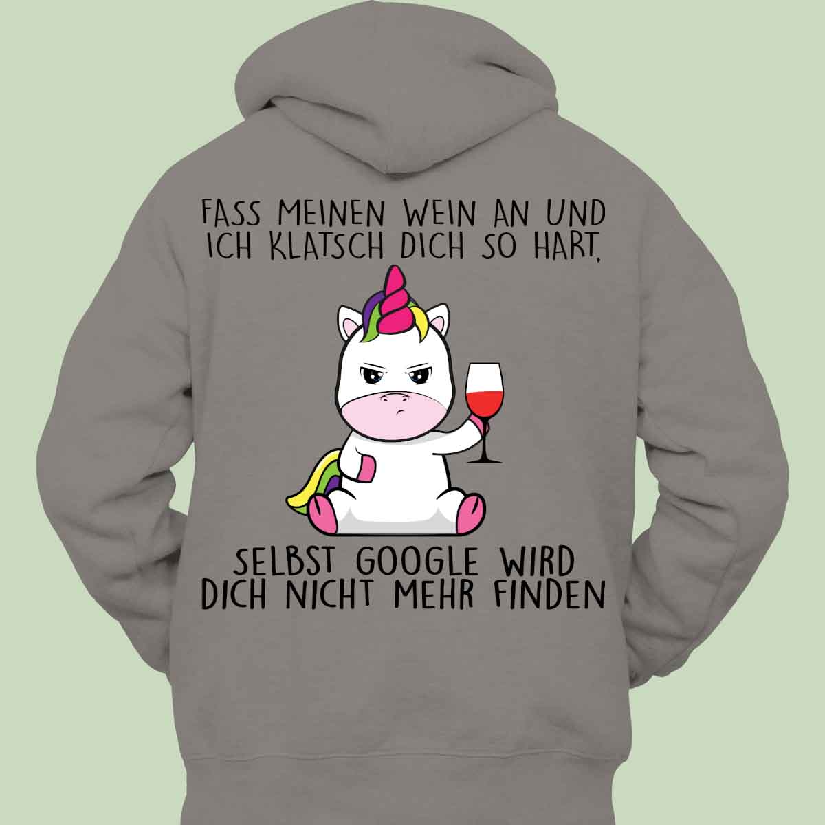 Wein Cute Einhorn - Hoodie Unisex Rückendruck