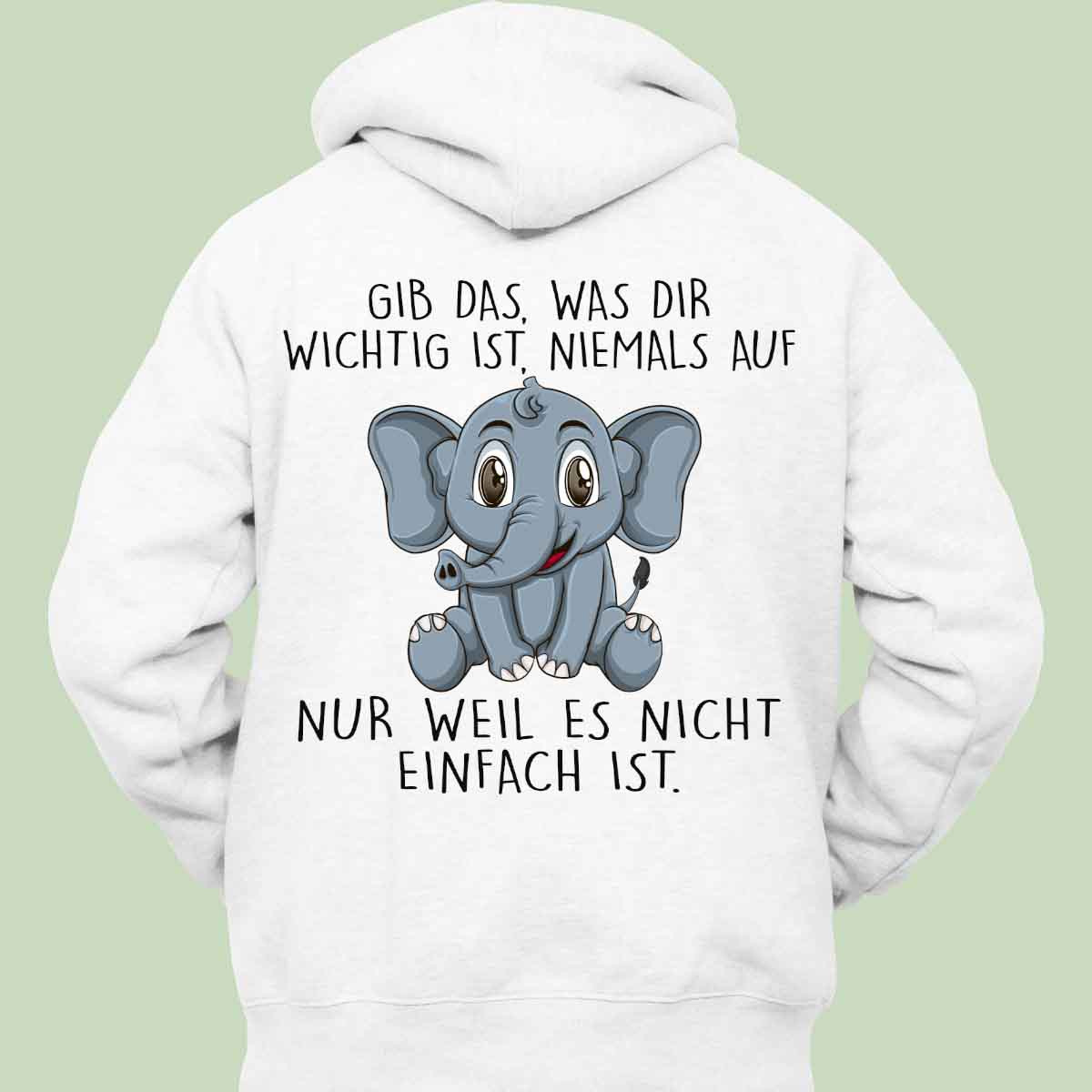 Wichtig Elefant - Hoodie Unisex Rückendruck