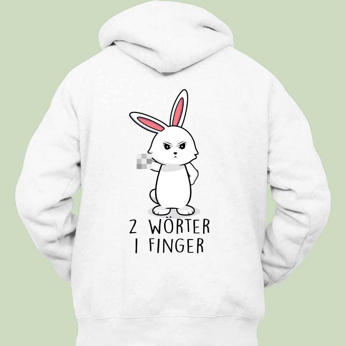 Zwei Wörter Bunny - Hoodie Unisex Rückendruck
