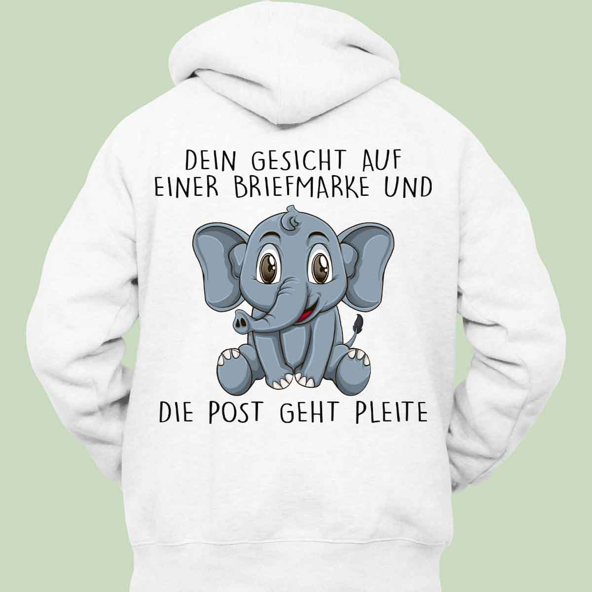 Briefmarke Elefant - Hoodie Unisex Rückendruck
