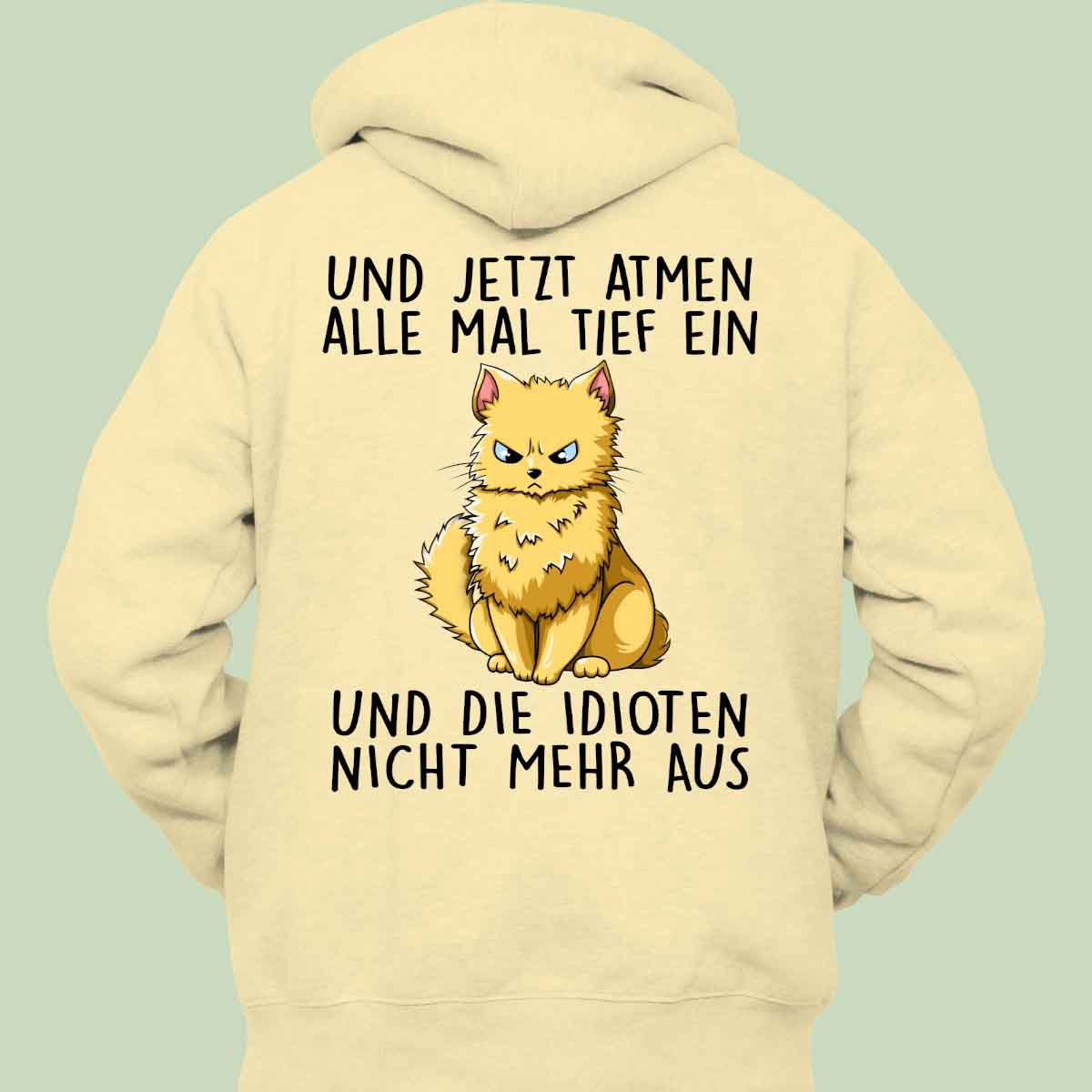 Einatmen Katze - Hoodie Unisex Rückendruck