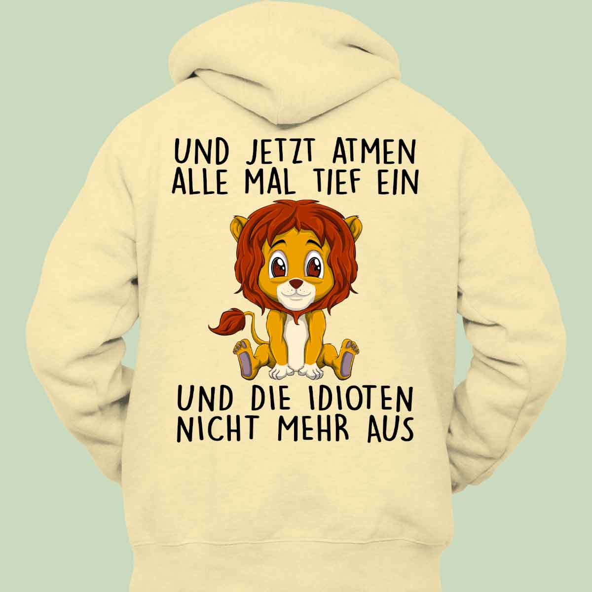 Einatmen Löwe - Hoodie Unisex Rückendruck