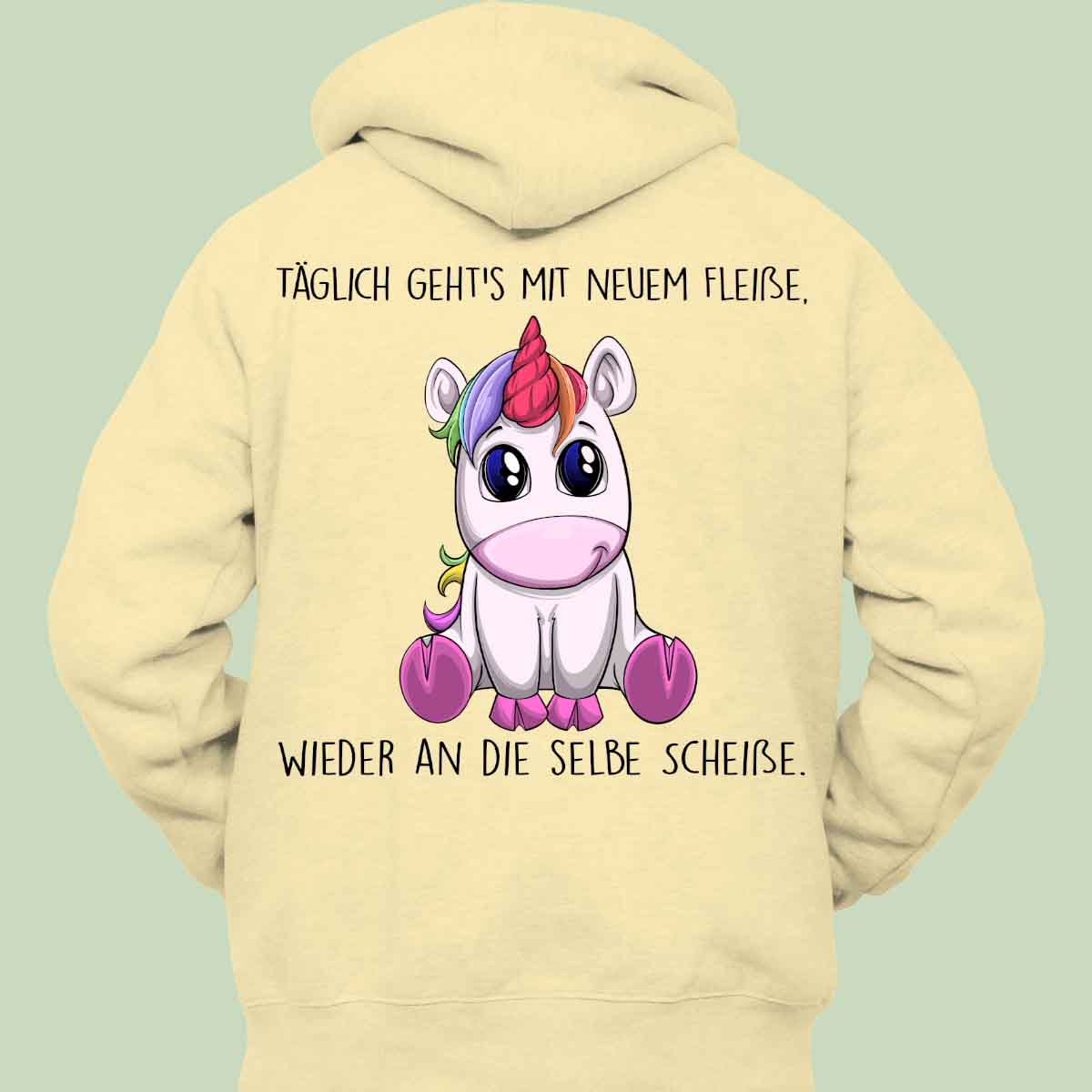 Fleißig Einhorn - Hoodie Unisex Rückendruck