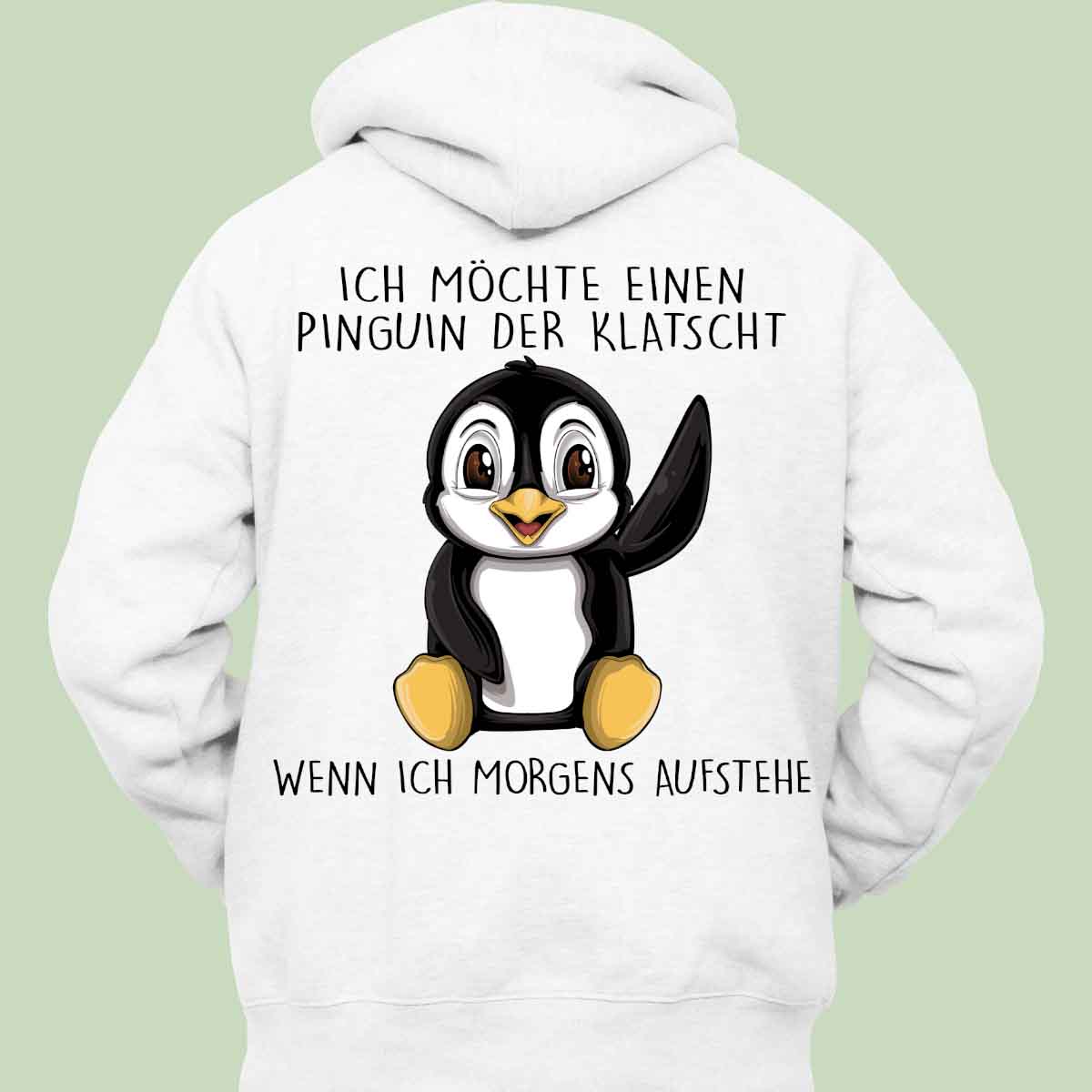 Klatscht Pinguin - Hoodie Unisex Rückendruck