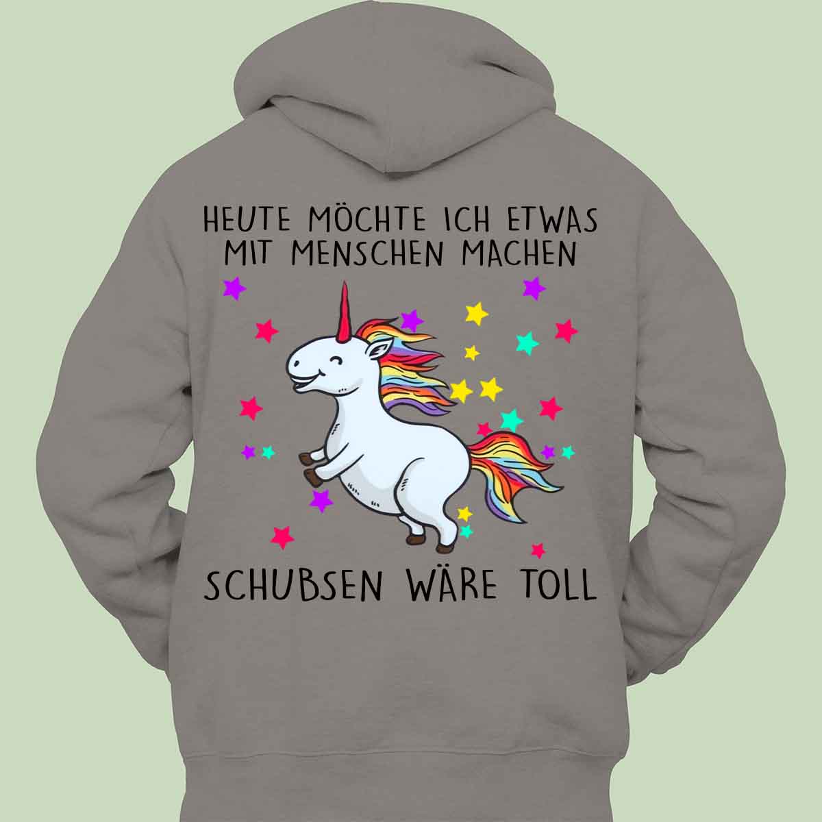Schubsen Glitzer Einhorn - Hoodie Unisex Rückendruck