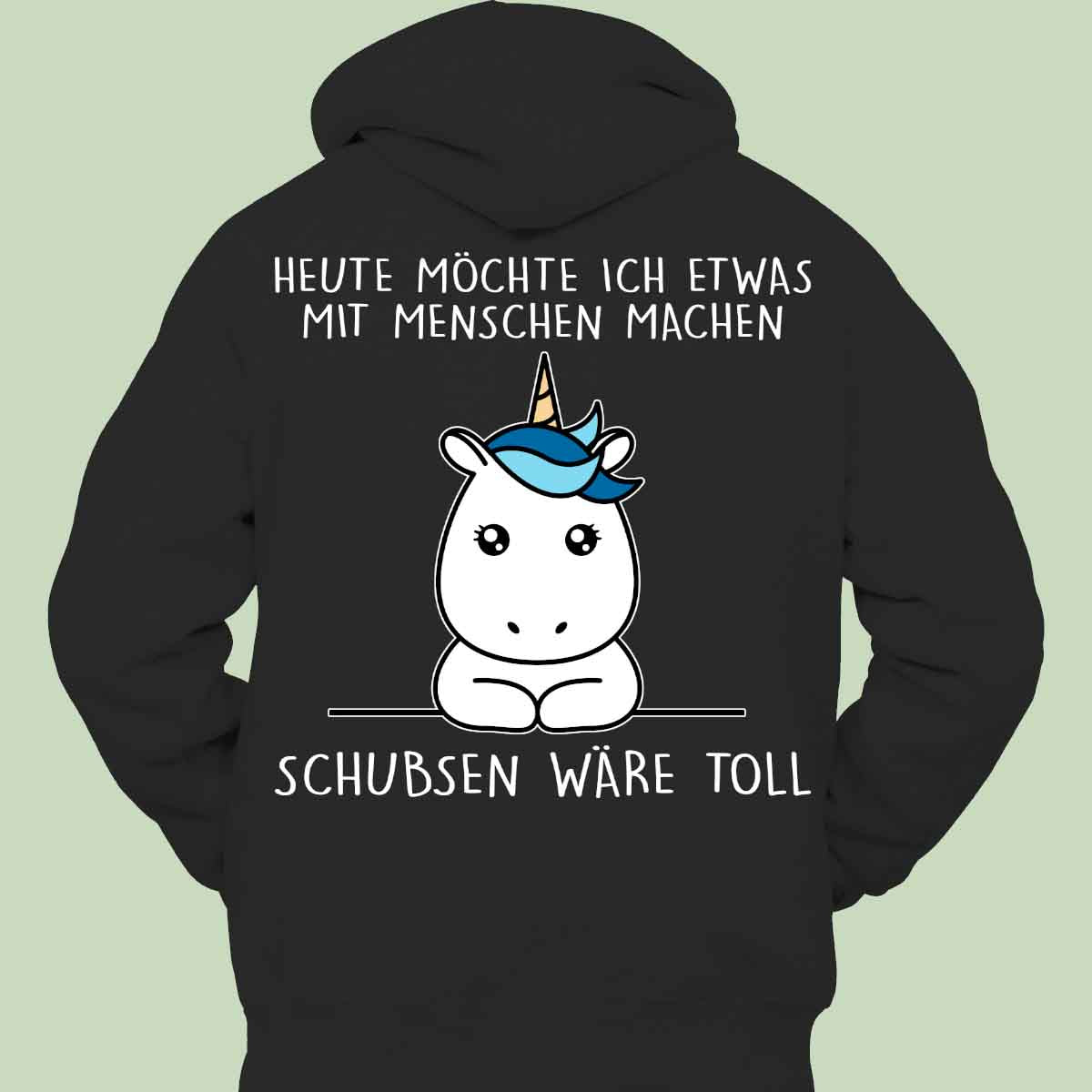 Schubsen Simple Einhorn - Hoodie Unisex Rückendruck