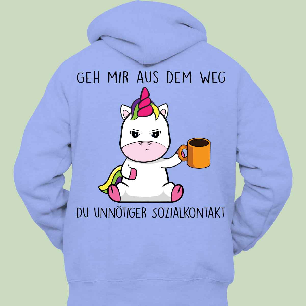 Sozialkontakt Cute Einhorn - Hoodie Unisex Rückendruck
