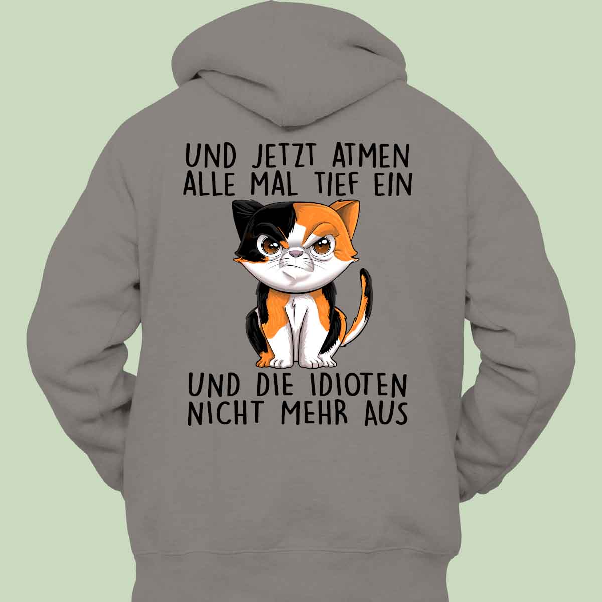 Einatmen Böse Katze - Hoodie Unisex Rückendruck