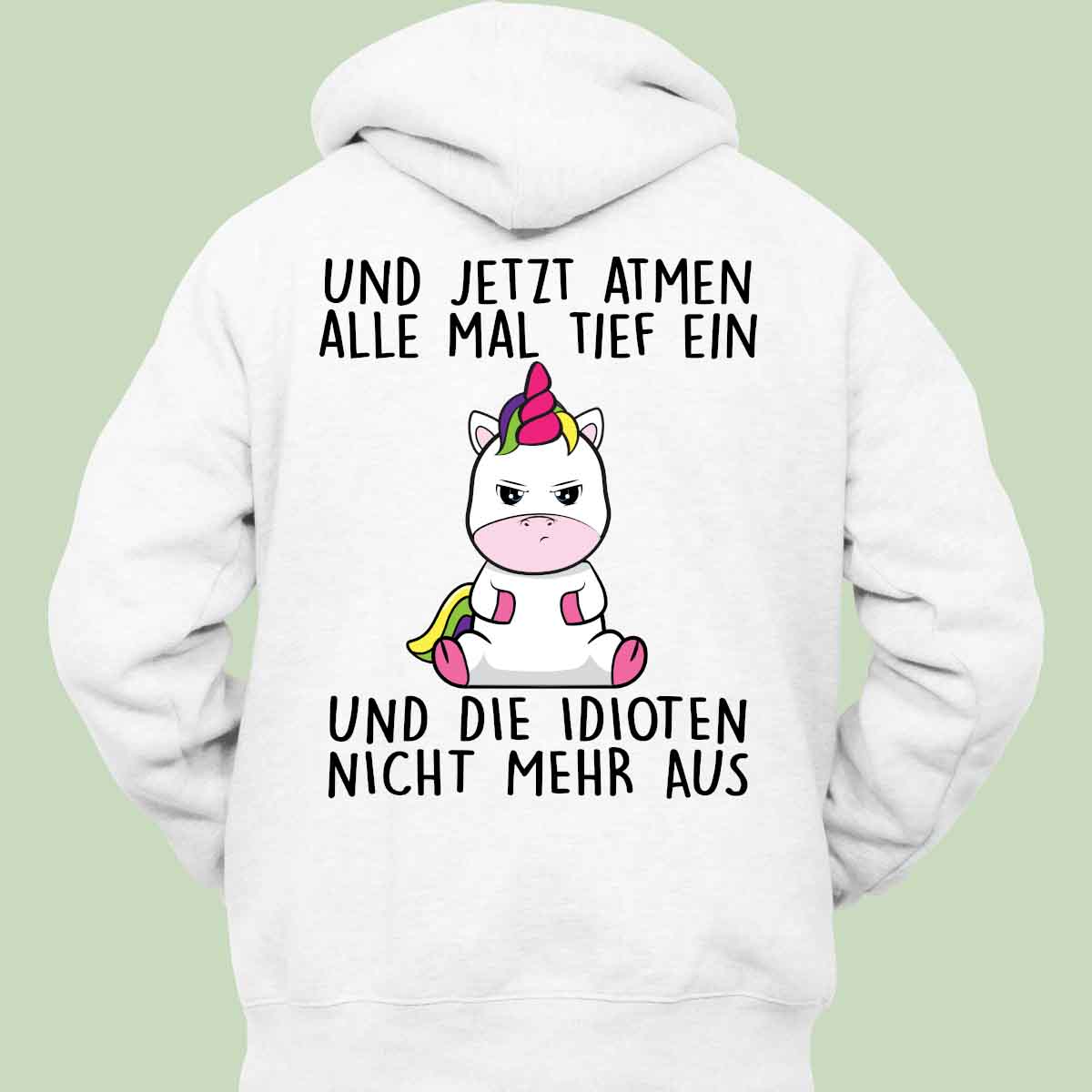 Einatmen Cute Einhorn - Hoodie Unisex Rückendruck