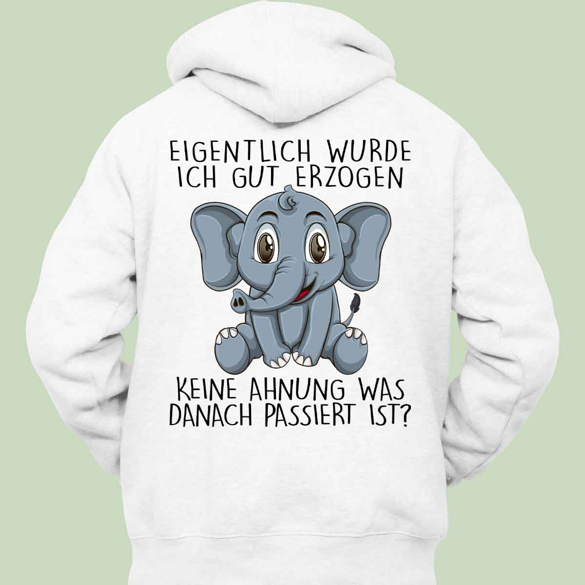 Erzogen Elefant - Hoodie Unisex Rückendruck