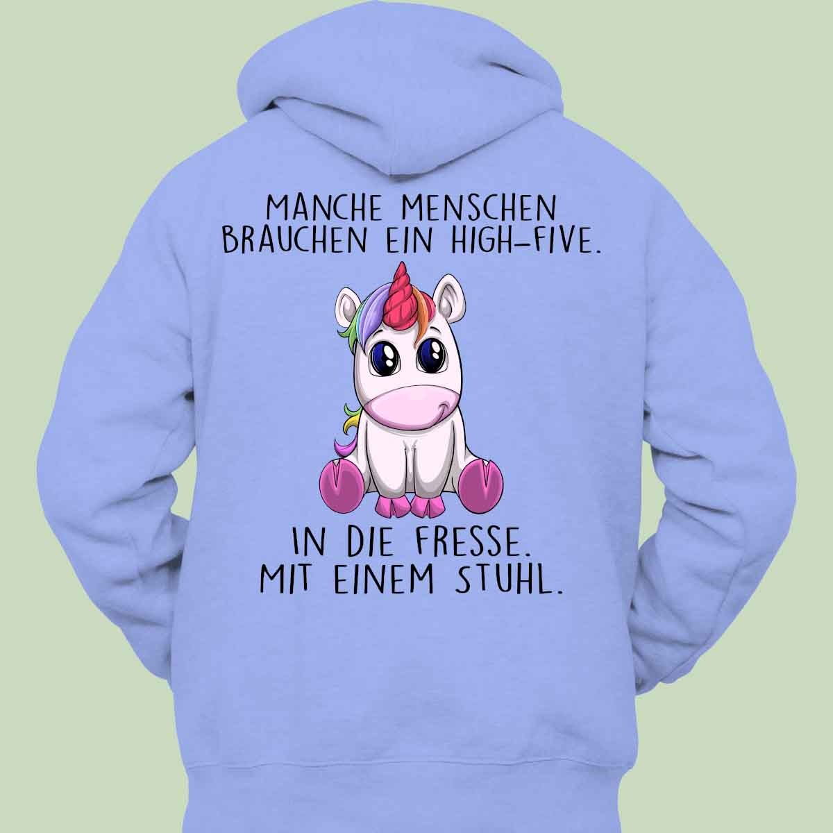 High-Five Einhorn - Hoodie Unisex Rückendruck