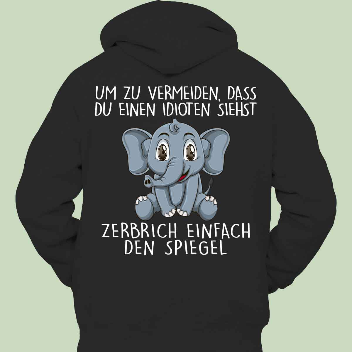 Spiegel Elefant - Hoodie Unisex Rückendruck