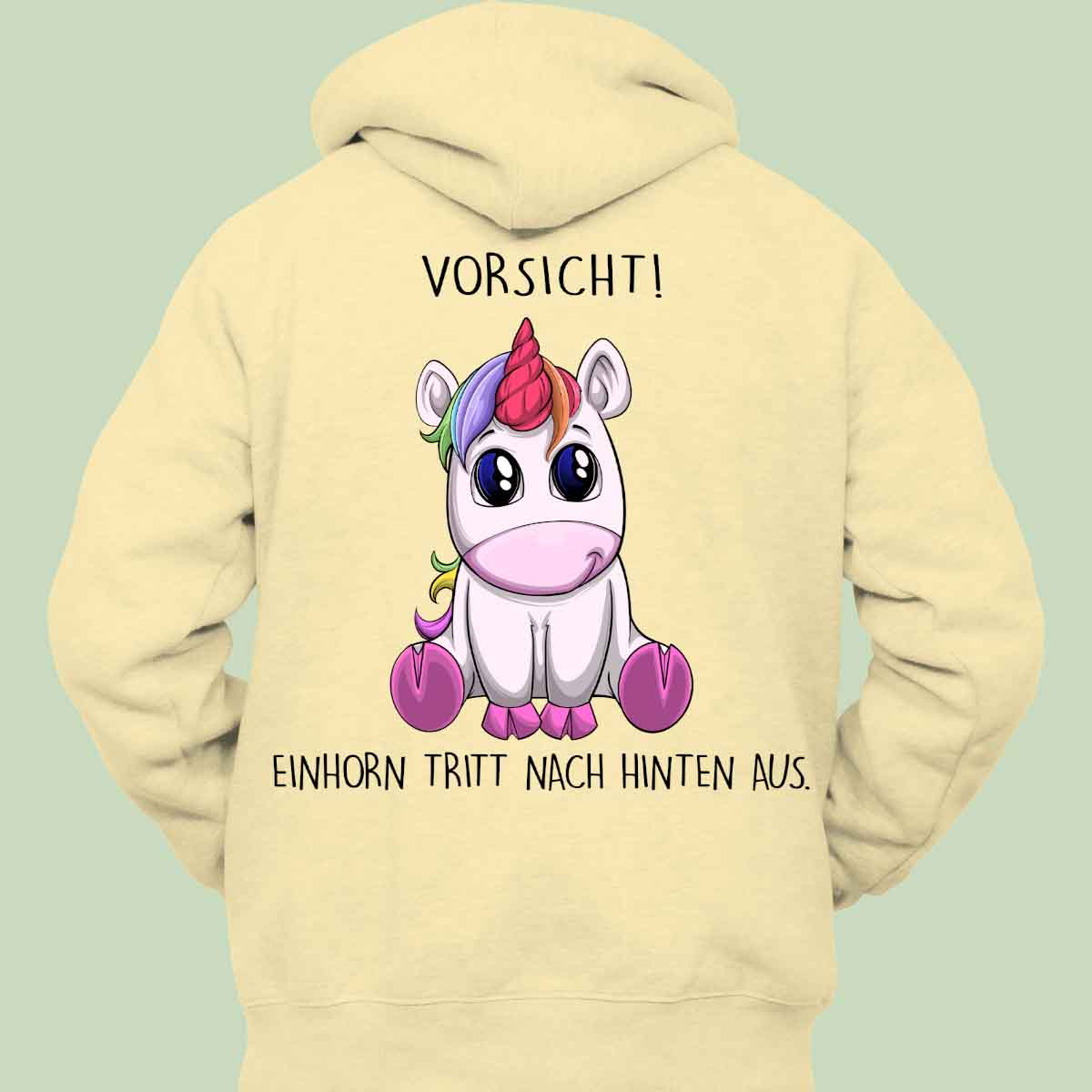 Vorsicht! Einhorn - Hoodie Unisex Rückendruck