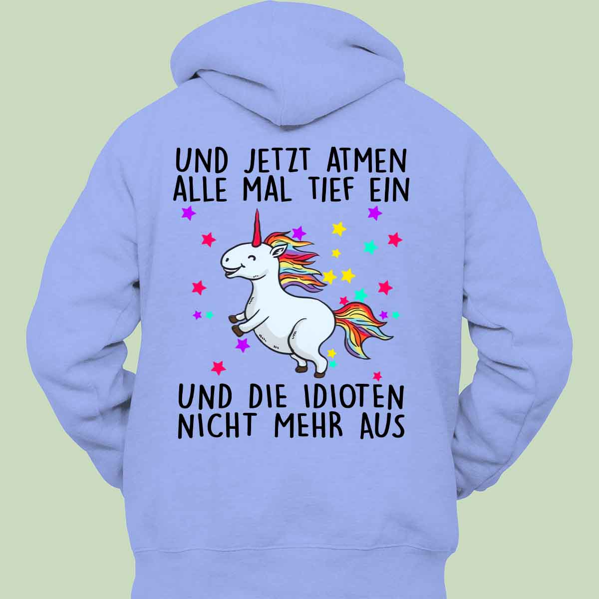 Einatmen Glitzer Einhorn - Hoodie Unisex Rückendruck
