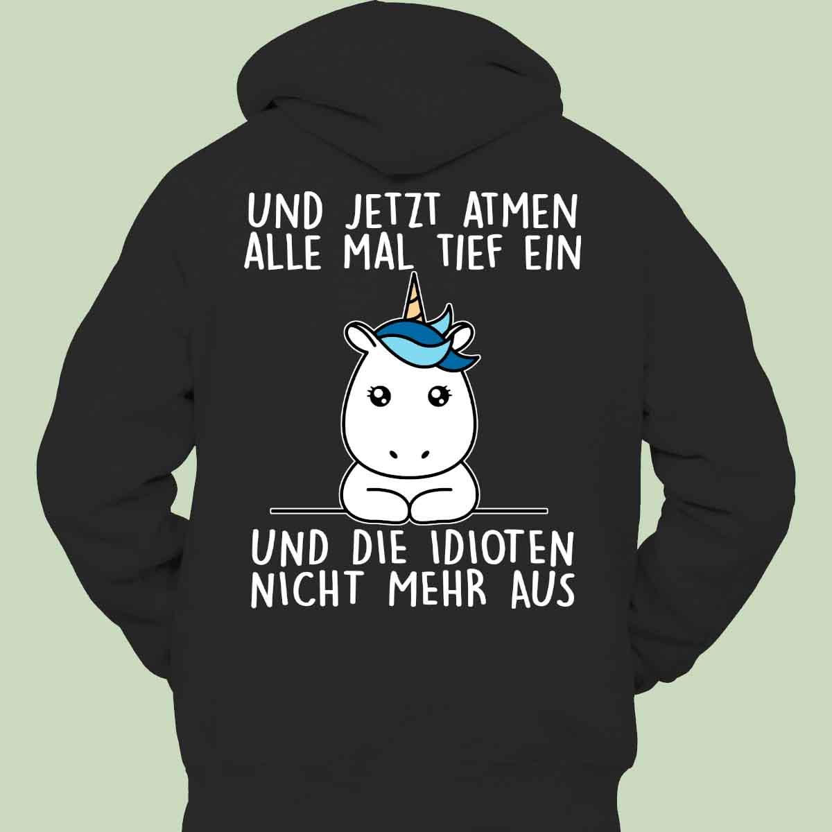 Einatmen Simple Einhorn - Hoodie Unisex Rückendruck