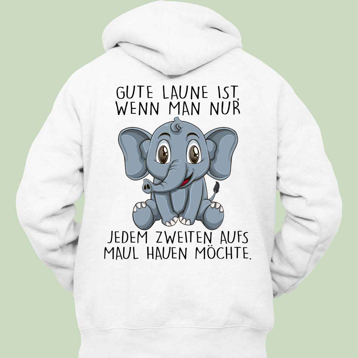 Gute Laune Elefant - Hoodie Unisex Rückendruck