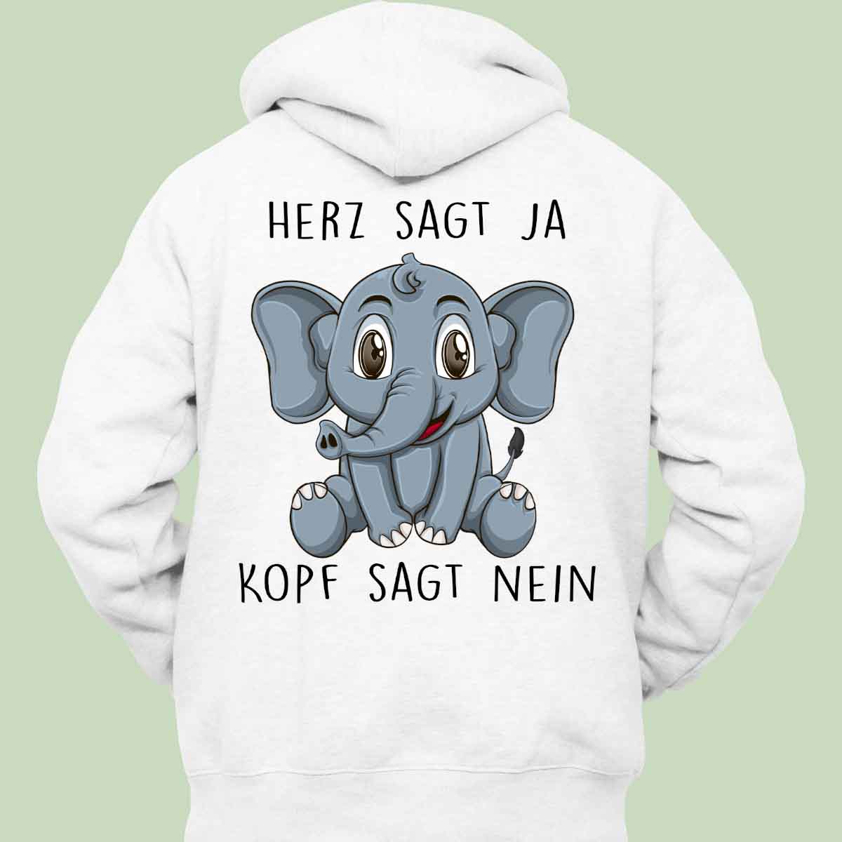 Herz Elefant - Hoodie Unisex Rückendruck