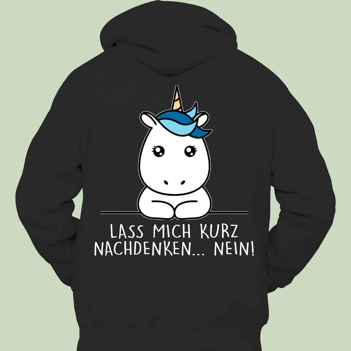 Nachdenken Simple Einhorn - Hoodie Unisex Rückendruck