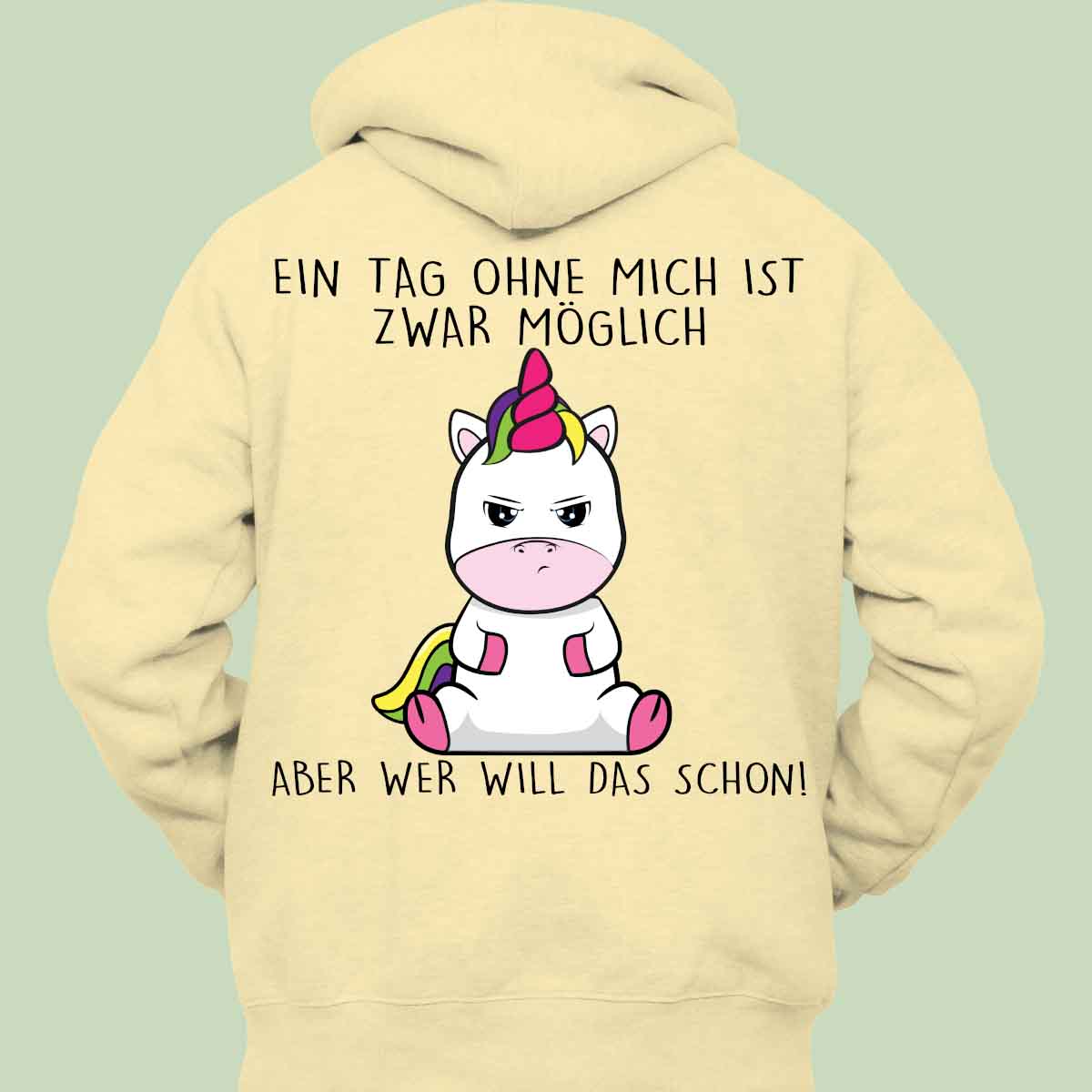 Ohne Mich Cute Einhorn - Hoodie Unisex Rückendruck
