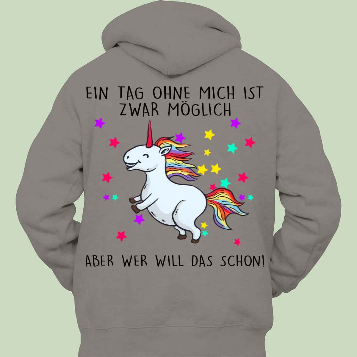 Ohne Mich Glitzer Einhorn - Hoodie Unisex Rückendruck