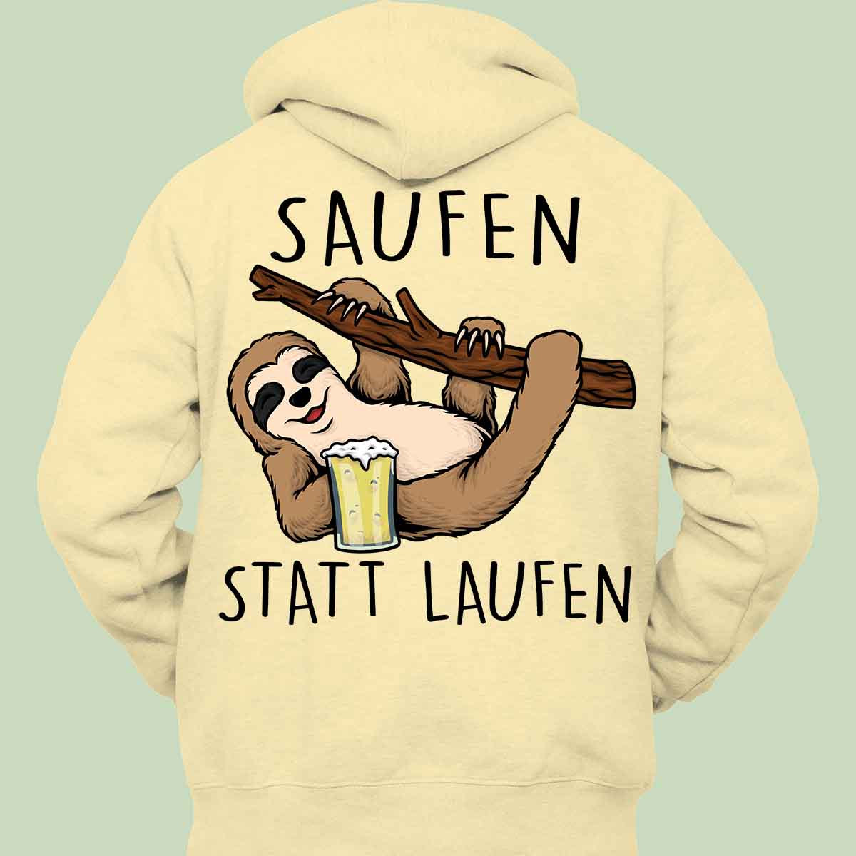 Saufen Faultier - Hoodie Unisex Rückendruck