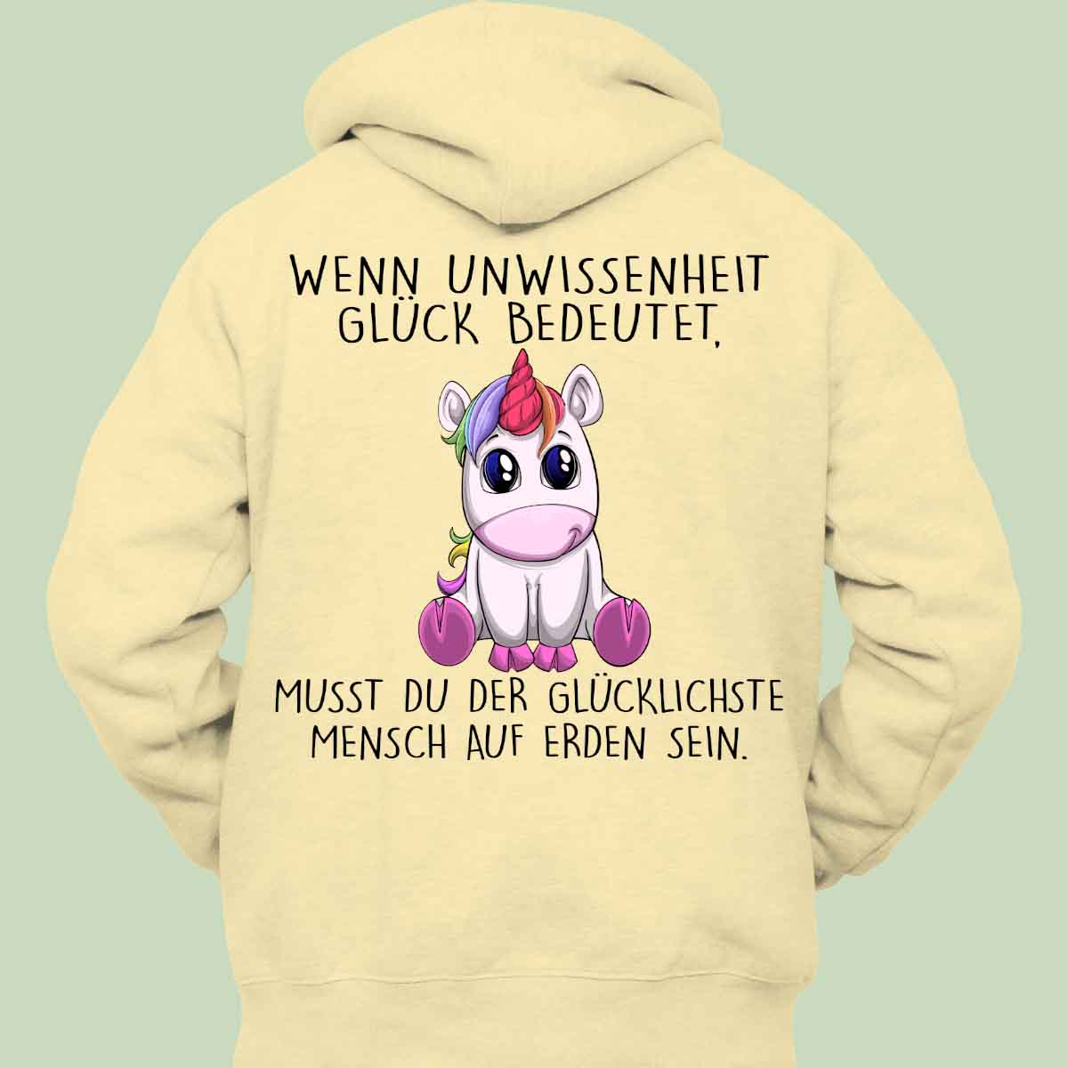 Unwissenheit Einhorn - Hoodie Unisex Rückendruck