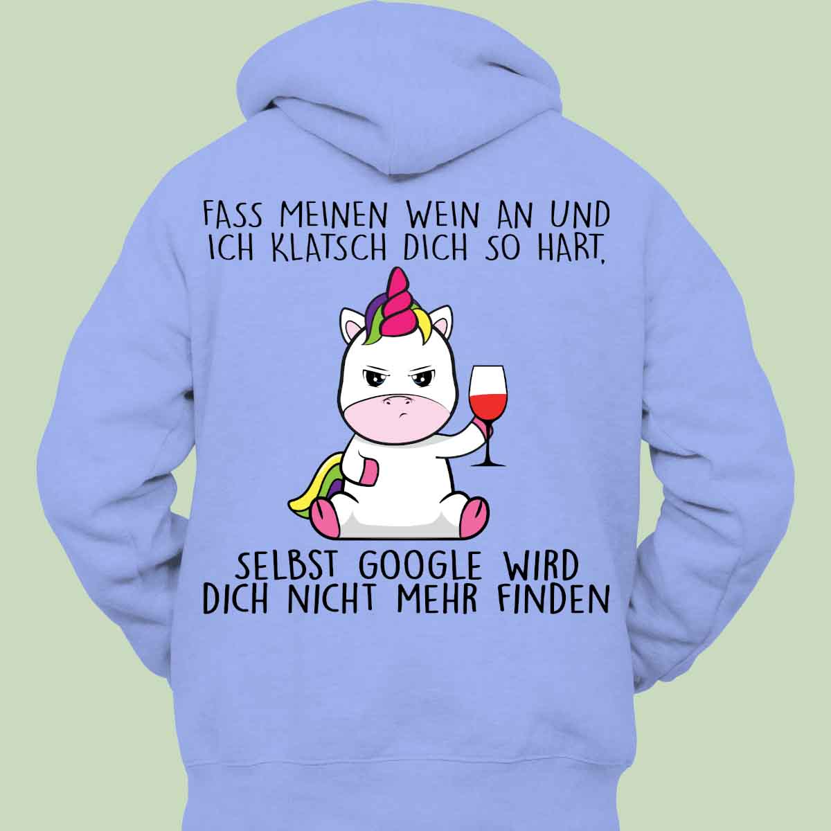 Wein Cute Einhorn - Hoodie Unisex Rückendruck