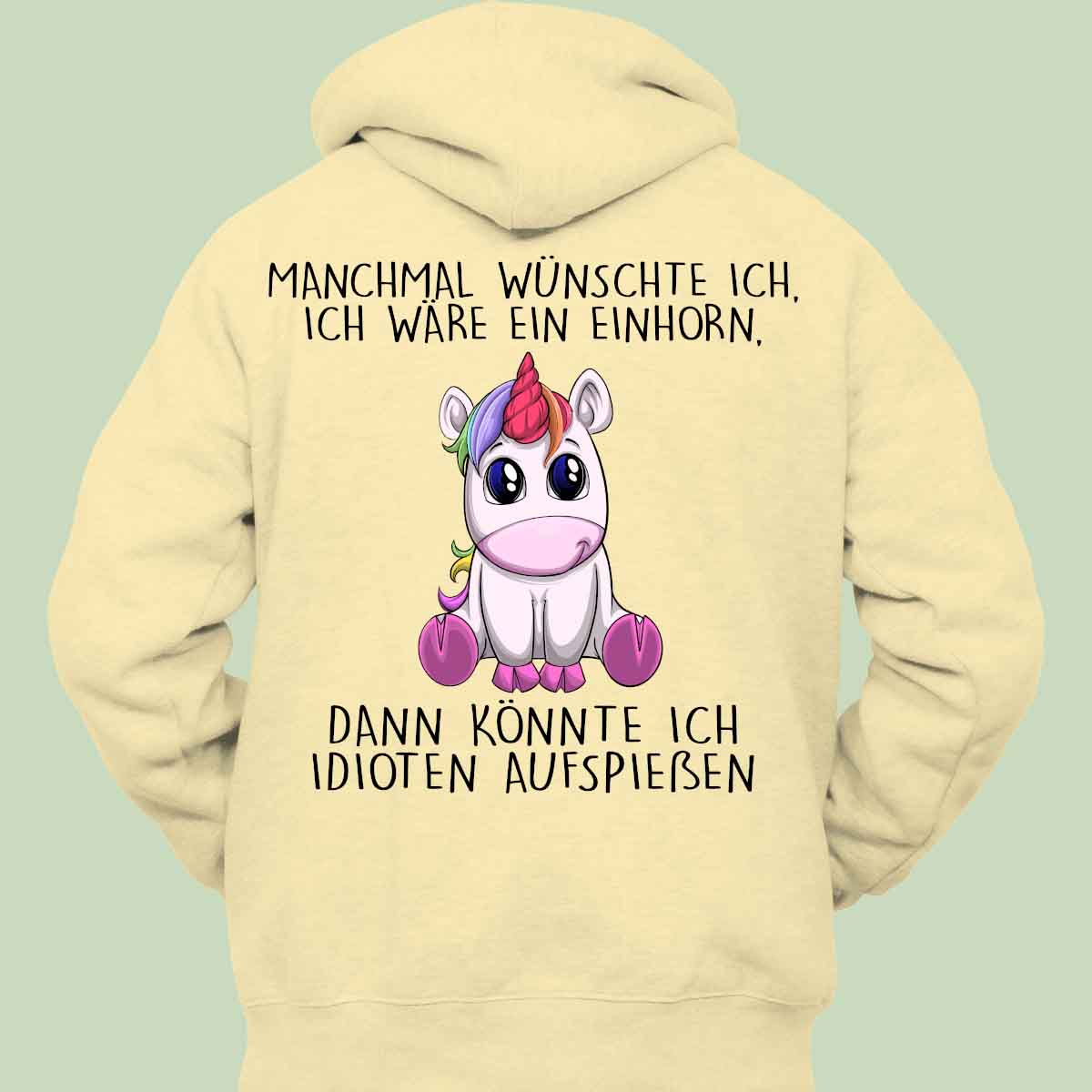 Wünschen Einhorn - Hoodie Unisex Rückendruck