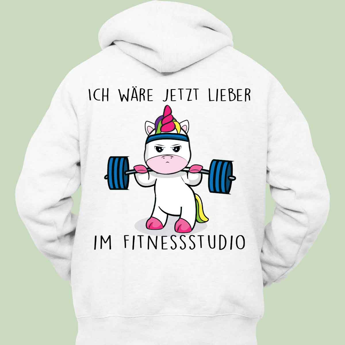 Fitnessstudio Cute Einhorn - Hoodie Unisex Rückendruck