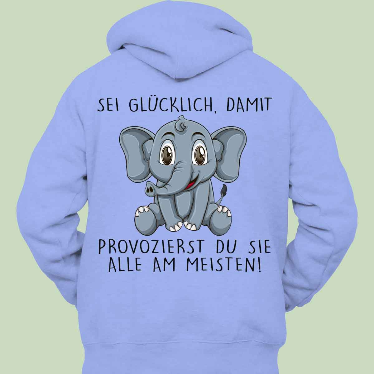 Glücklich Elefant - Hoodie Unisex Rückendruck