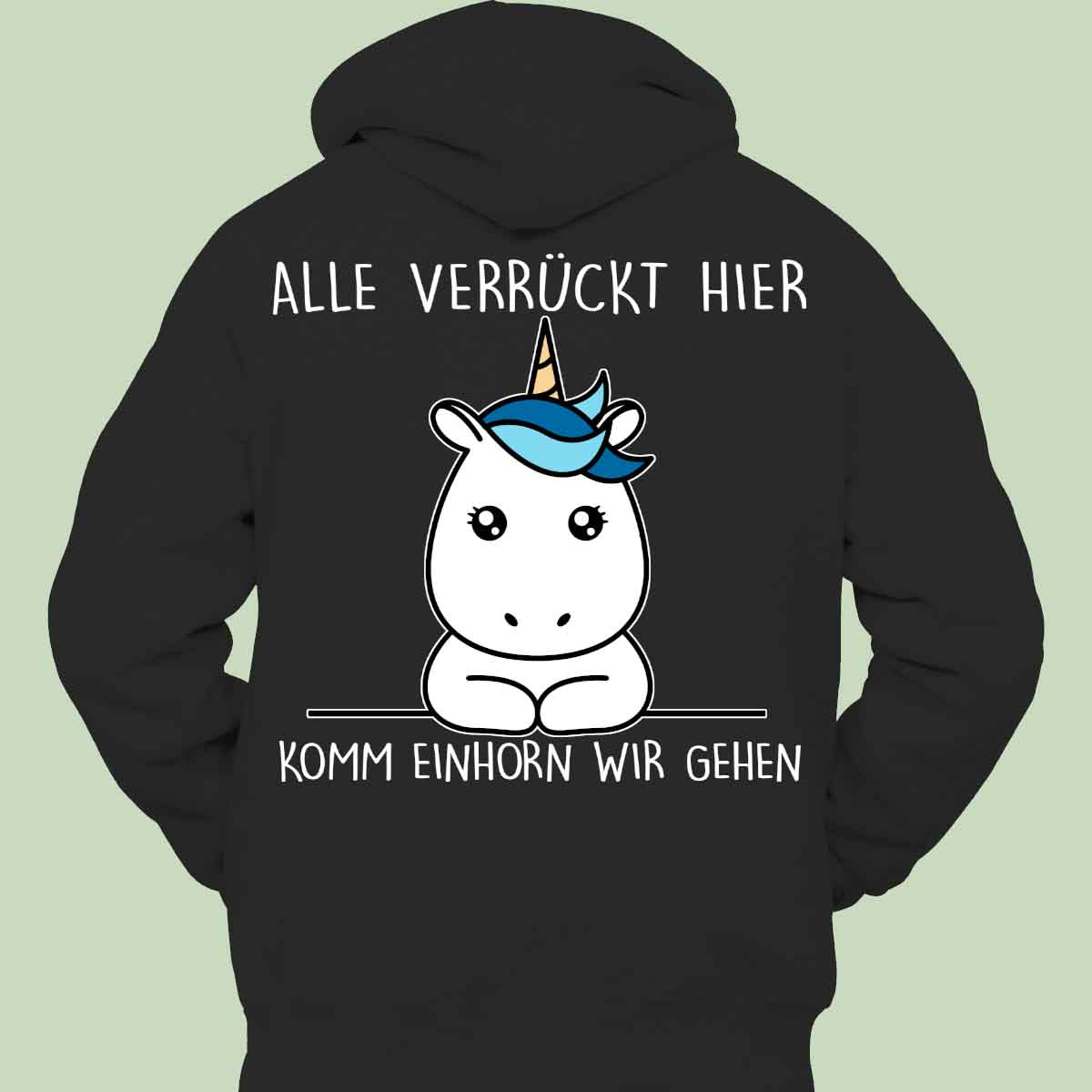 Komm Simple Einhorn - Hoodie Unisex Rückendruck