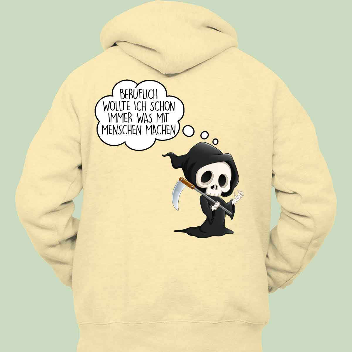 Menschen Sensenmann - Hoodie Unisex Rückendruck