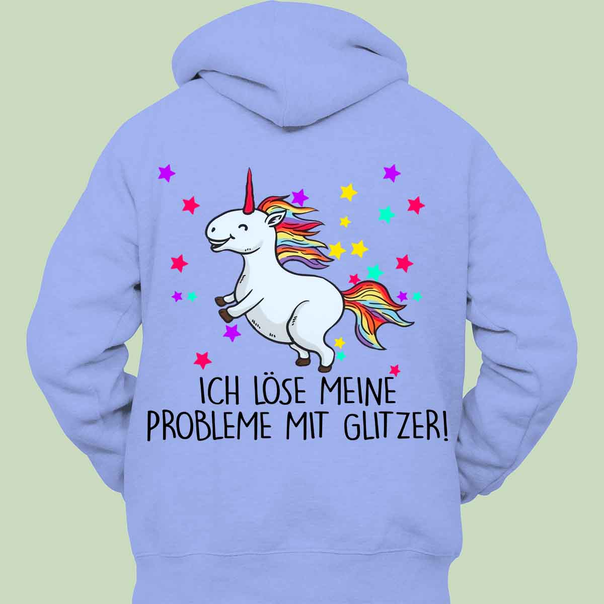 Probleme Glitzer Einhorn - Hoodie Unisex Rückendruck