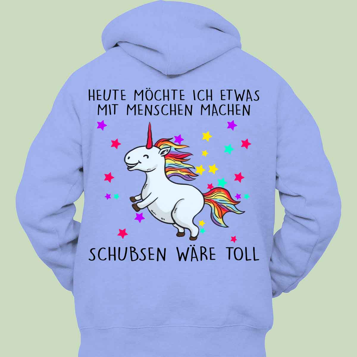 Schubsen Glitzer Einhorn - Hoodie Unisex Rückendruck