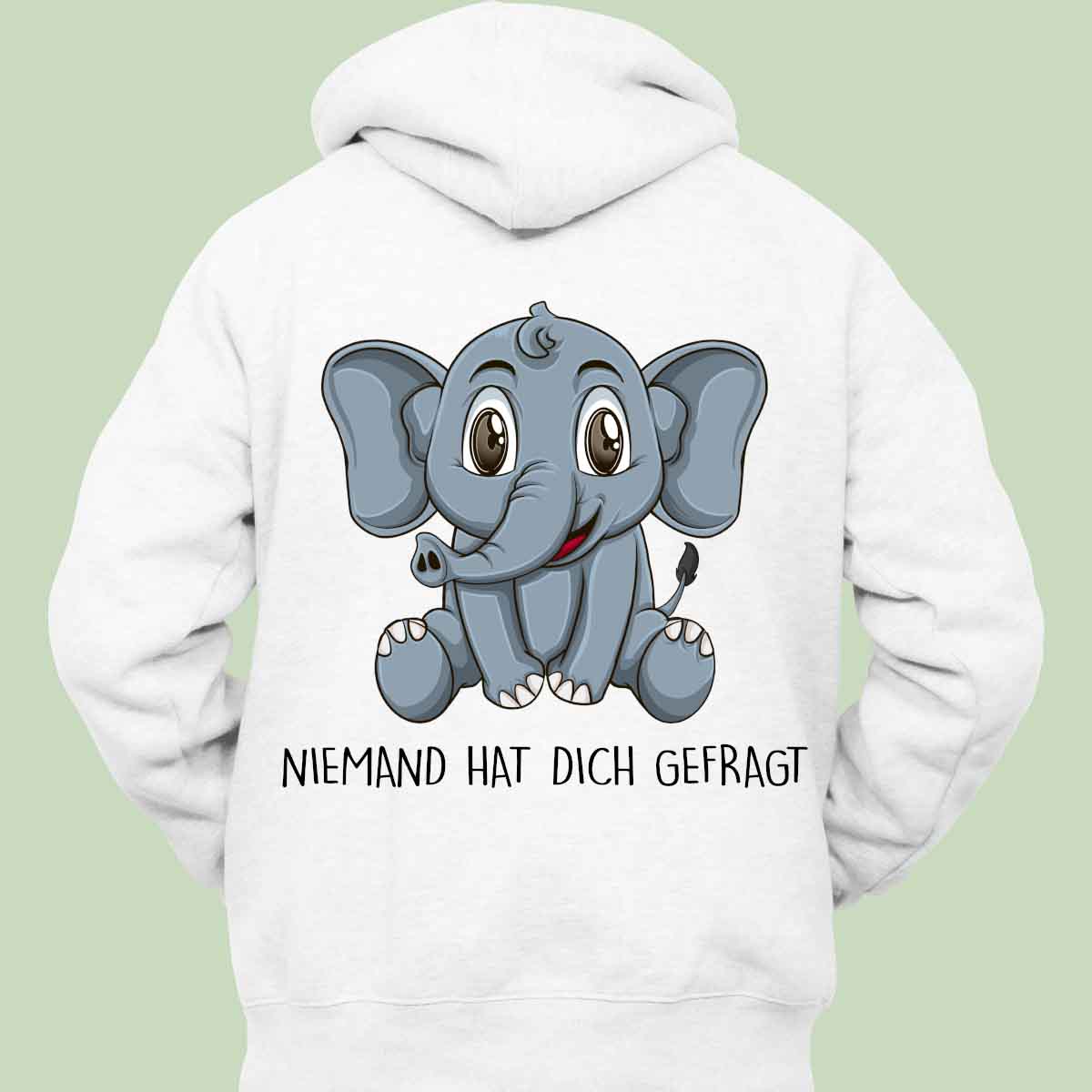 Gefragt Elefant - Hoodie Unisex Rückendruck