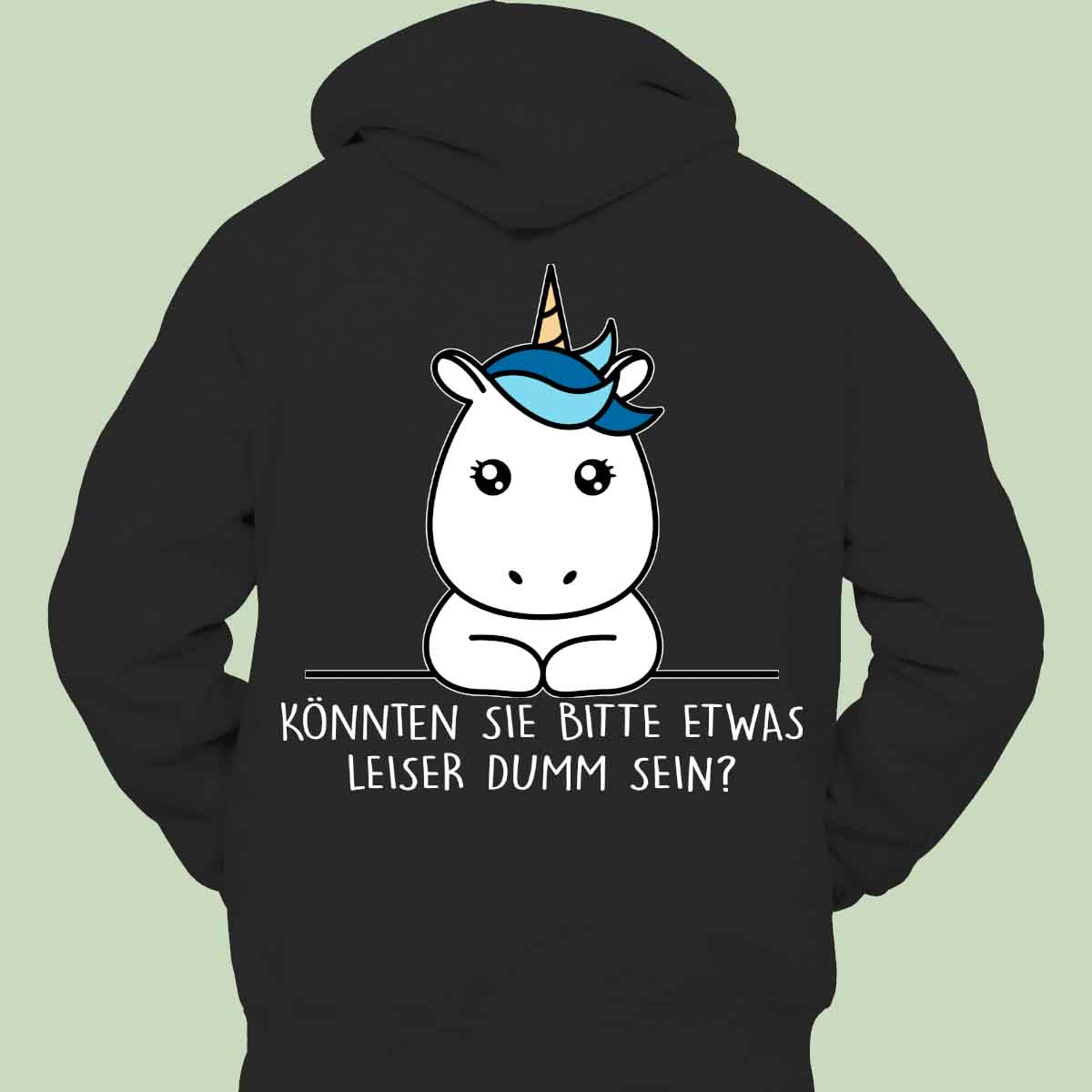 Leise Simple Einhorn - Hoodie Unisex Rückendruck