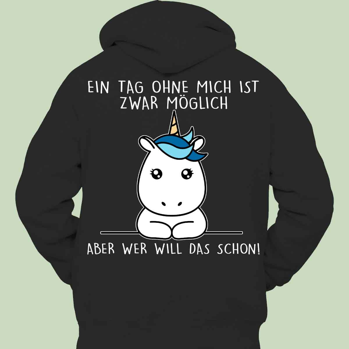 Ohne Mich Simple Einhorn - Hoodie Unisex Rückendruck