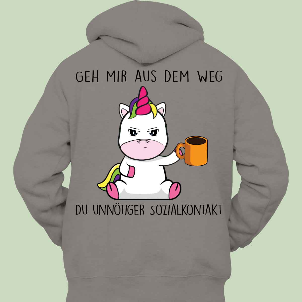 Sozialkontakt Cute Einhorn - Hoodie Unisex Rückendruck