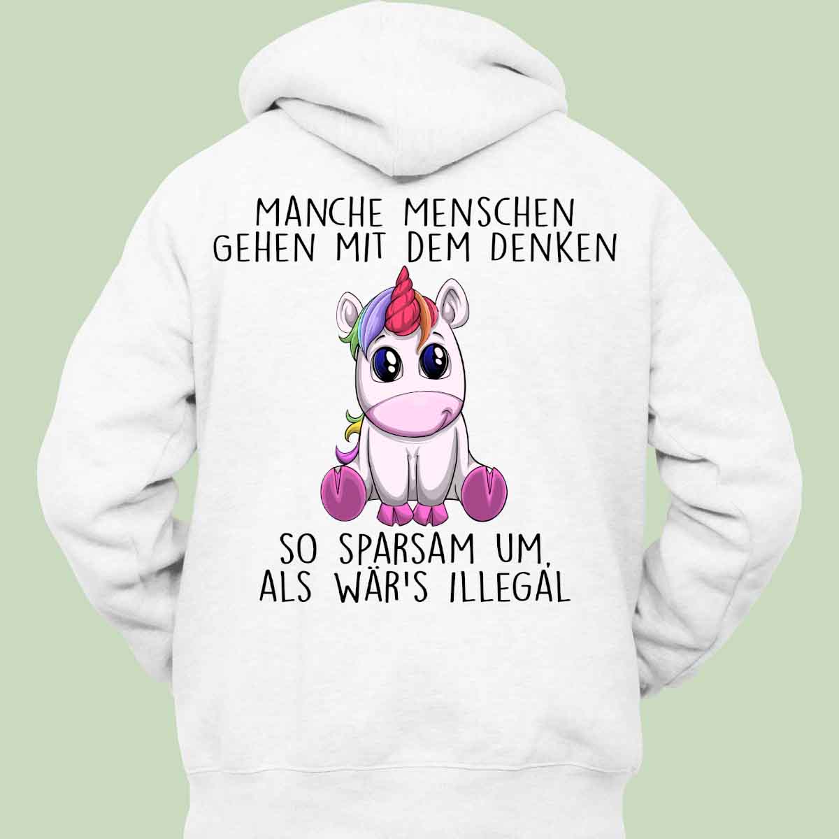 Denken Einhorn - Hoodie Unisex Rückendruck