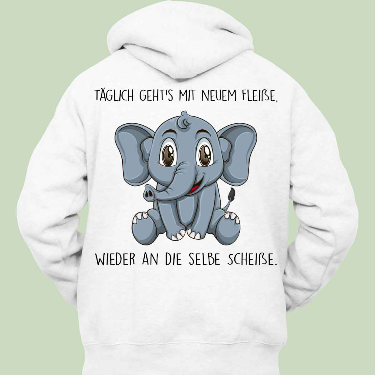 Fleißig Elefant - Hoodie Unisex Rückendruck