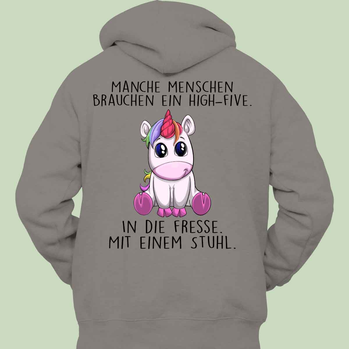 High-Five Einhorn - Hoodie Unisex Rückendruck